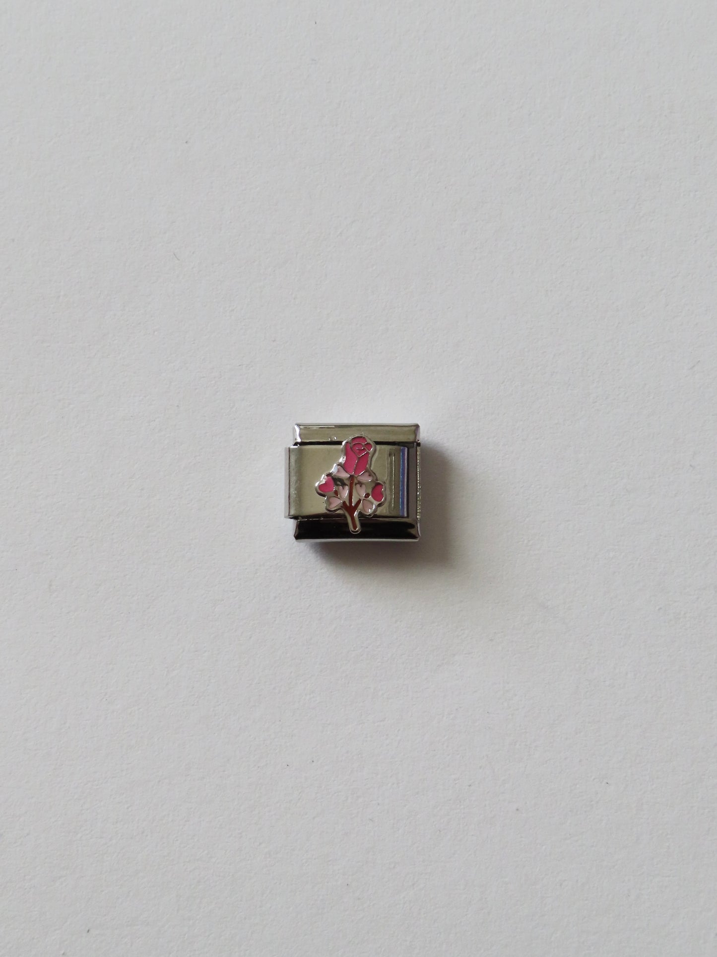 Pink Rose Italian Charm