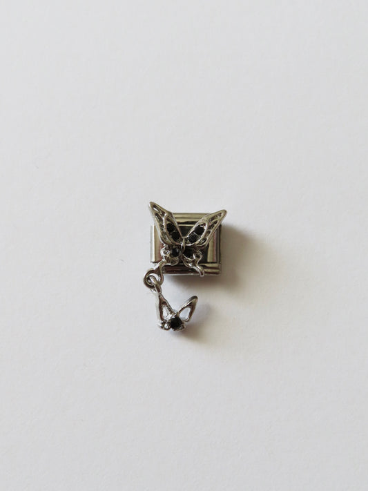 Dangly Black Butterfly Italian Charm